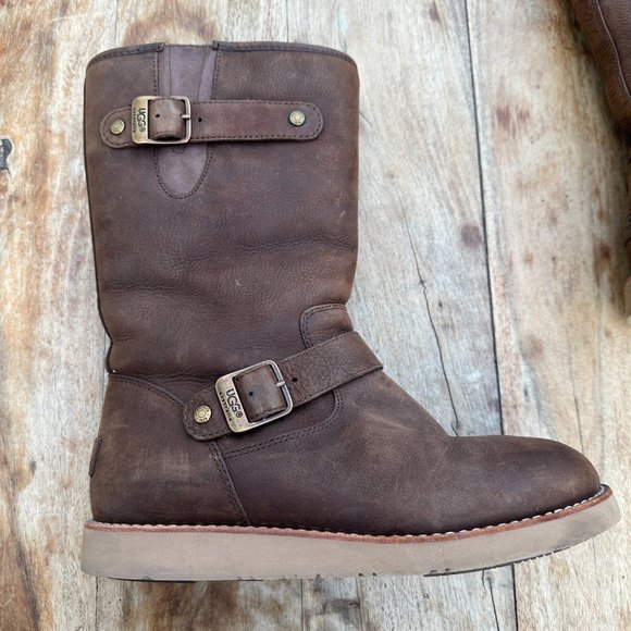 UGG Boots Kensington II Leather Double Buckle Brown 1004144 - Picture 2 of 12